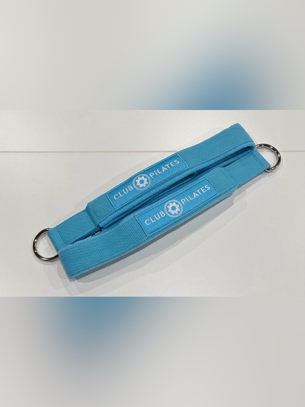 Club Pilates Reformer Straps Long and Short Loops Blue Teal Like New White Logo
